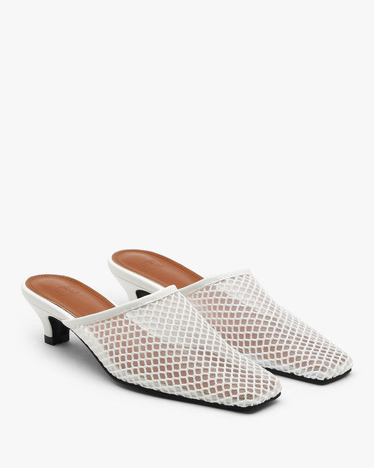 MOI Square Net Mules_White