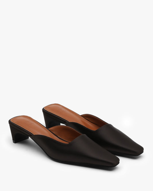 TIER Satin Mules_Brown