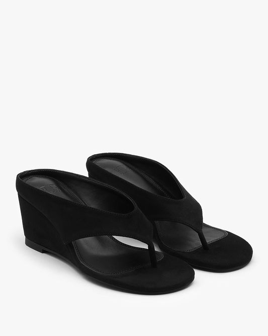 POVE Suede Wedge Mules_Black