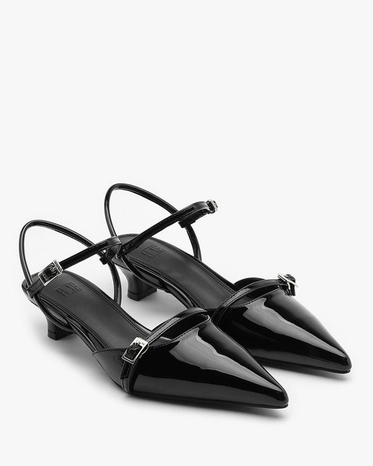 KIIV Enamel Buckle Strap Pumps_Black