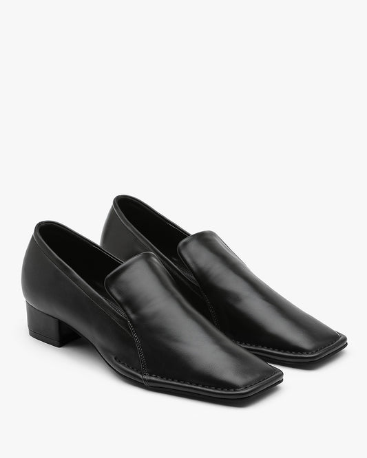 PIVE Square Heeled Loafers_Black