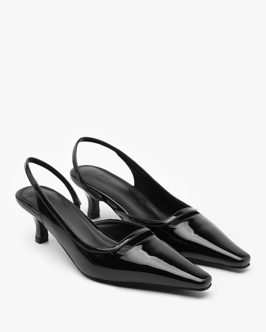 RIA Enamel Hole Slingbacks_Black