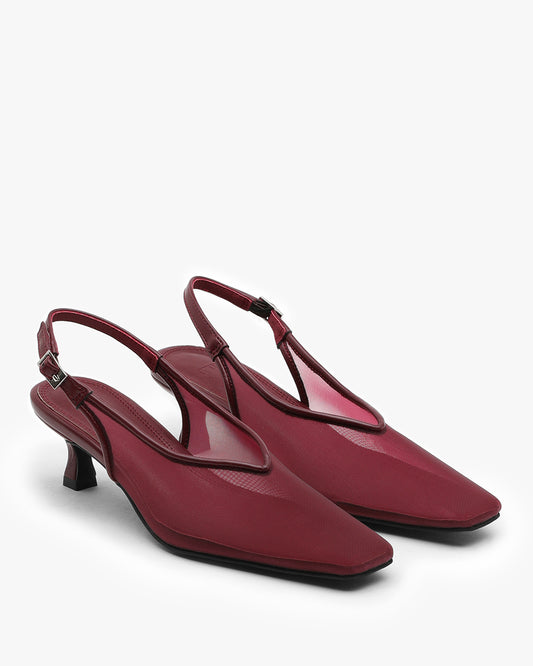 RIUM Square Mesh Slingbacks_Wine
