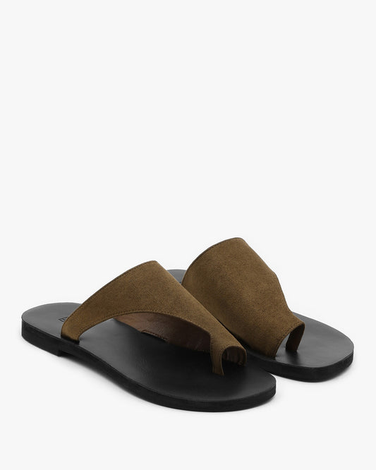 COVI Suede Flat Slides_Beige