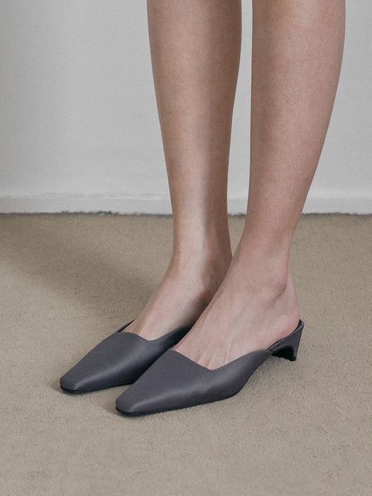 TIER Satin Mules_Gray