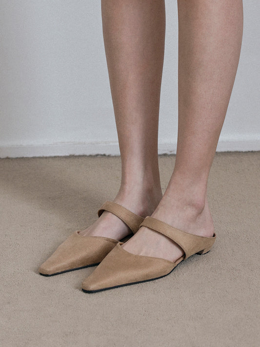 VENI Suede Mules_Beige