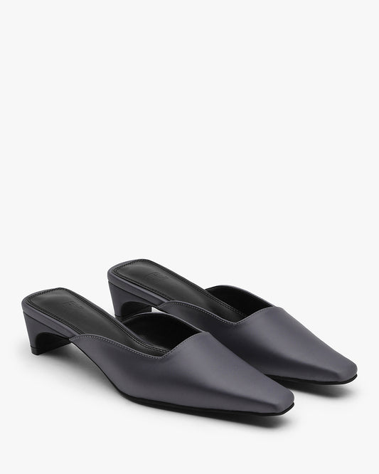 TIER Satin Mules_Gray
