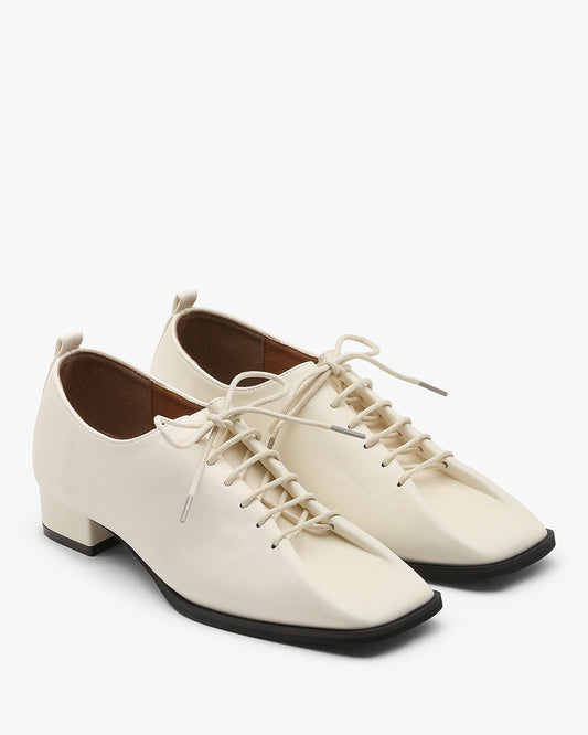 POSE Lace-up Loafers_Ivory