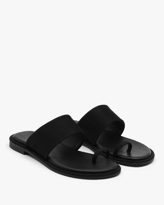 LOE Flat Slides_Black Suede