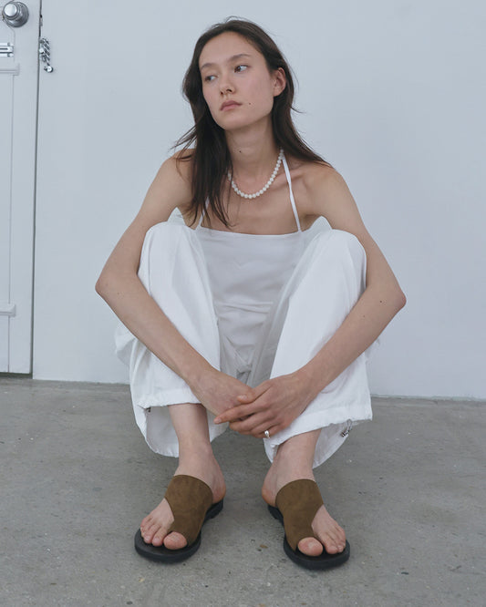 COVI Suede Flat Slides_Beige