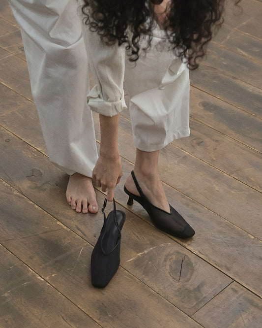 RIUM Square Mesh Slingbacks_Black