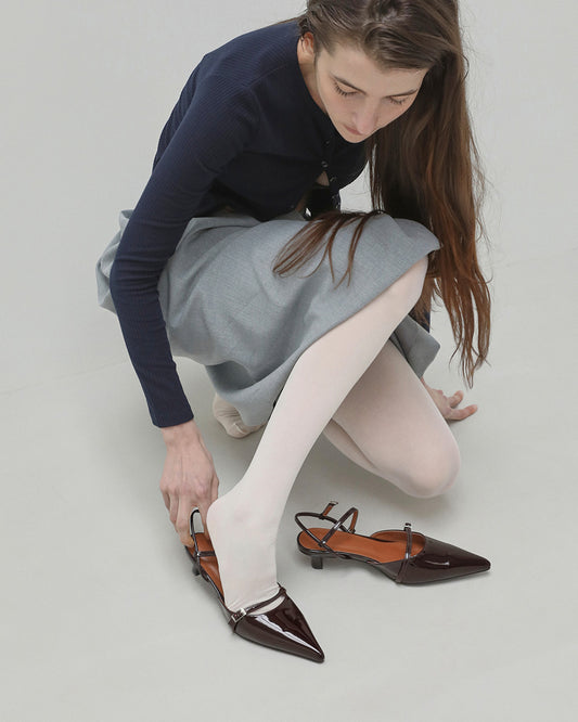 KIIV Enamel Buckle Strap Pumps_Burgundy