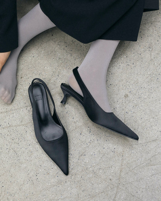 LIEN Satin Slingbacks_Black