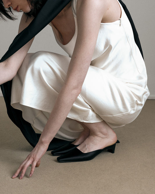TIER Satin Mules_Black