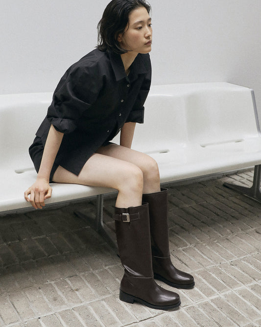 HASS Buckle Long Boots_Brown