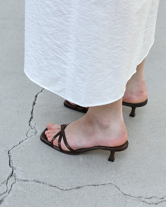 KHIO Satin Strap Mules_Brown