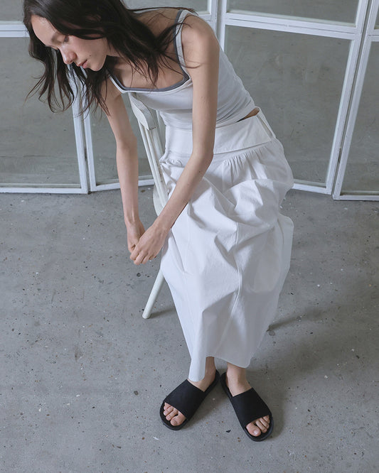 MUTE Suede Flat Slides_Black