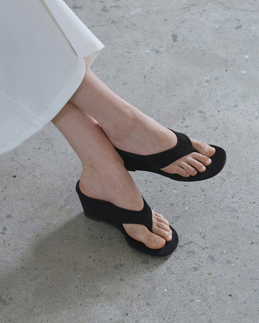 POVE Suede Wedge Mules_Black