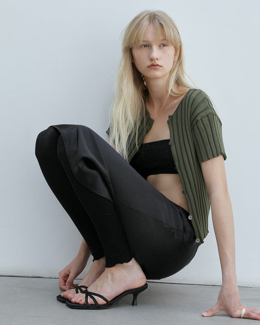 KHIO Satin Strap Mules_Black